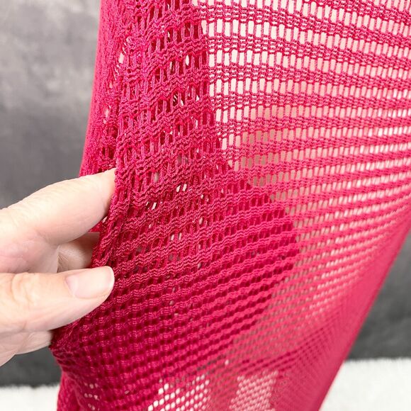 Haute Hippie Crochet Cover Up Womens XLarge Beach Swim Vacation Festival Magenta - Picture 7 of 11